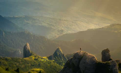 landscape photography of mountain hit by sun rays